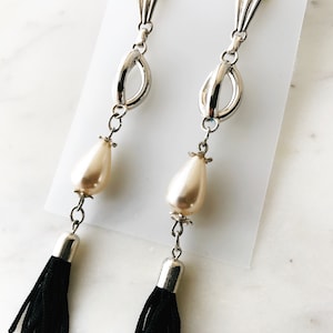 Art Deco Penelope Silver Tassel Earrings