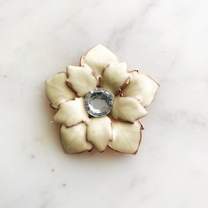 Vintage Cream Enamel Brooch
