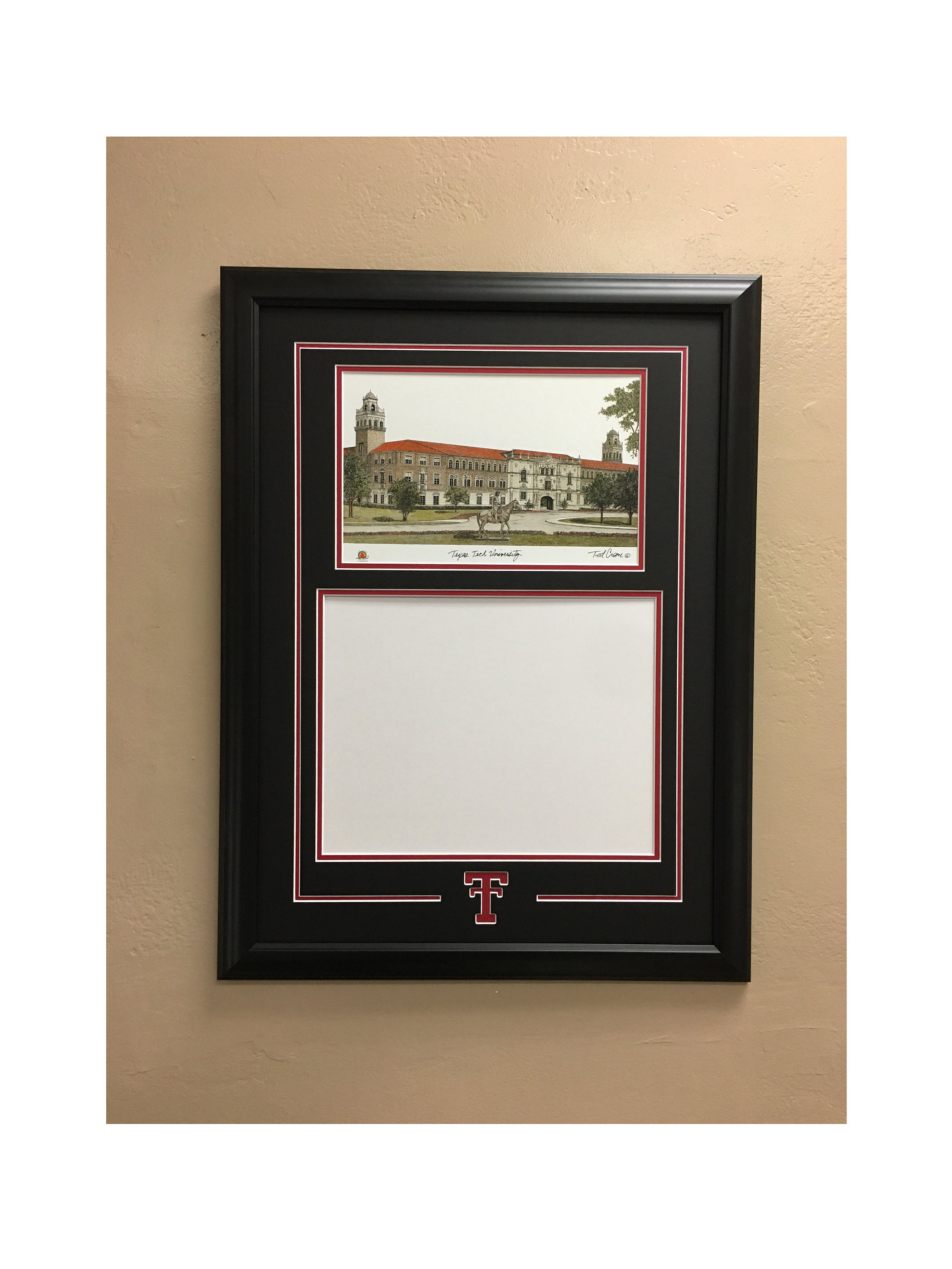 Texas Tech Red Petite Diploma Frame - Mahogany With Gold Trim, Fits 14x11 Diploma, Handcrafted In USA