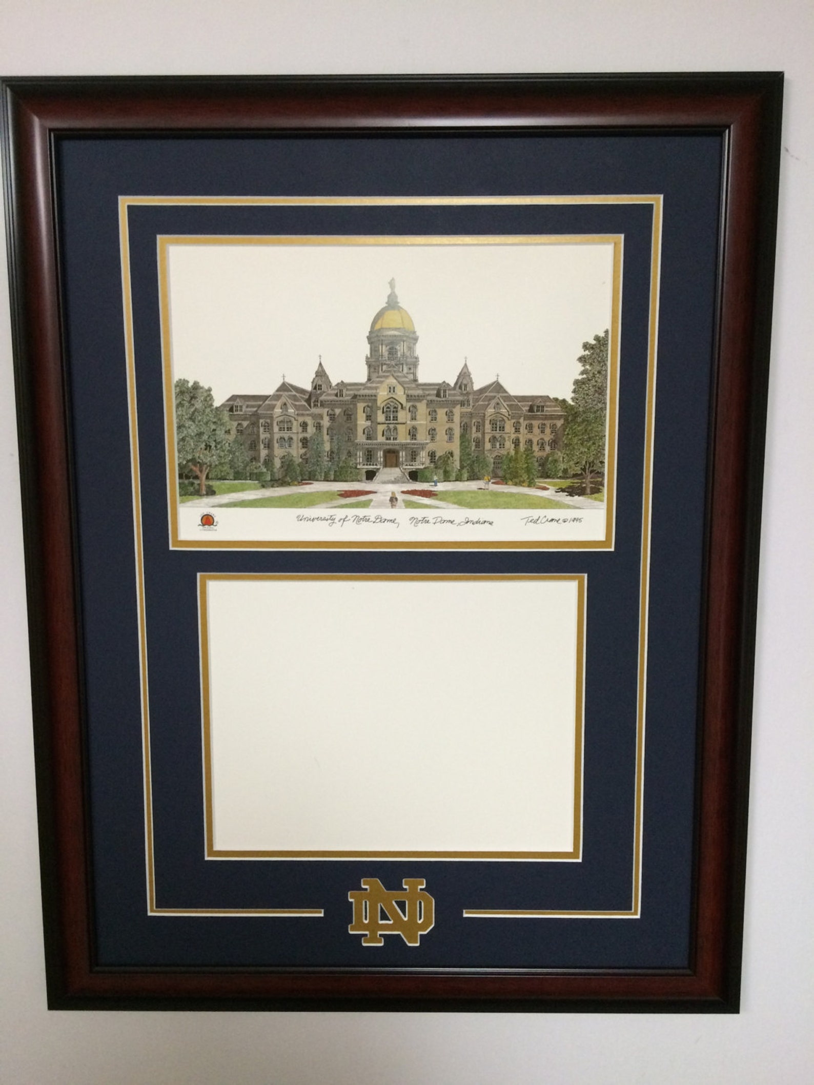 University of Notre Dame Diploma with artwork Etsy