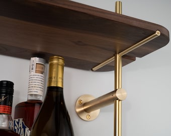 Brass & Walnut Shelving Unit - Fully Customizable (Up to 6' high 40" wide 11" deep) - Design - Made To Order