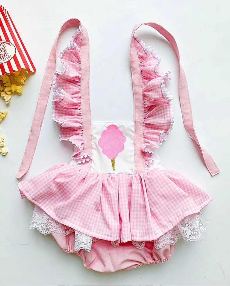 romper baby girl romper festive RTS festival ooak cotton candy Cotton candy romper fair county fair carnival state fair