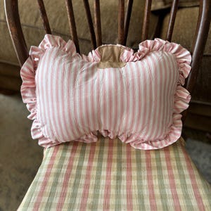 Pink Stripe Ruffle Pumpkin Pillow