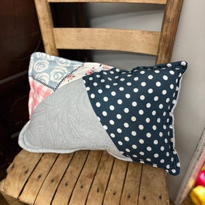 Blue & Pink Patchwork quilt pillow
