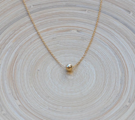 Gold Ball Necklace, Single Gold Ball 