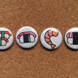 Sushi pinbacks buttons 1&quot;