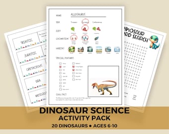 子供向け恐竜科学アクティビティパック | 印刷可能なワークシート（PDF）