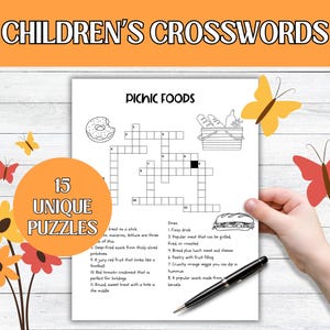 Children&#39;s Crossword Puzzles for Kids| Summer Activity Pages | Classroom Activity | Family Game Night Fun