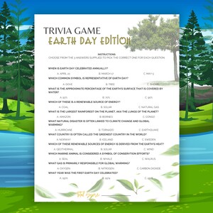 Earth Day Trivia Game - Earth Day Activity - Earth Day Trivia
