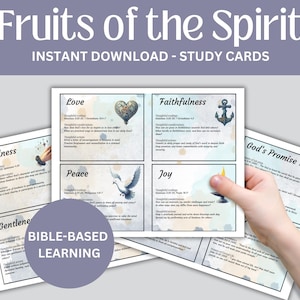 Fruits of the Spirit Study Cards, Bible study, Sunday school activity