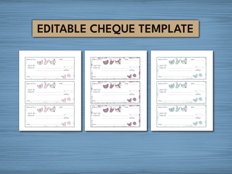 Editable Check Template for Children, Life Skills Activity - Etsy