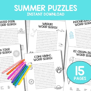 Kids Word Search Printable Bundle | Educational Word Puzzle Games | Family Activity Pack | Fun Learning Worksheets for Ages 6–10