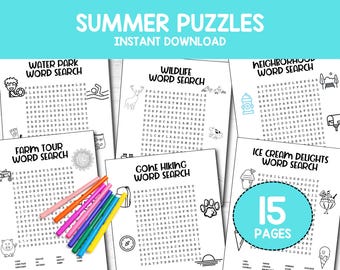 Kids Word Search Printable Bundle | Educational Word Puzzle Games | Family Activity Pack | Fun Learning Worksheets for Ages 6–10