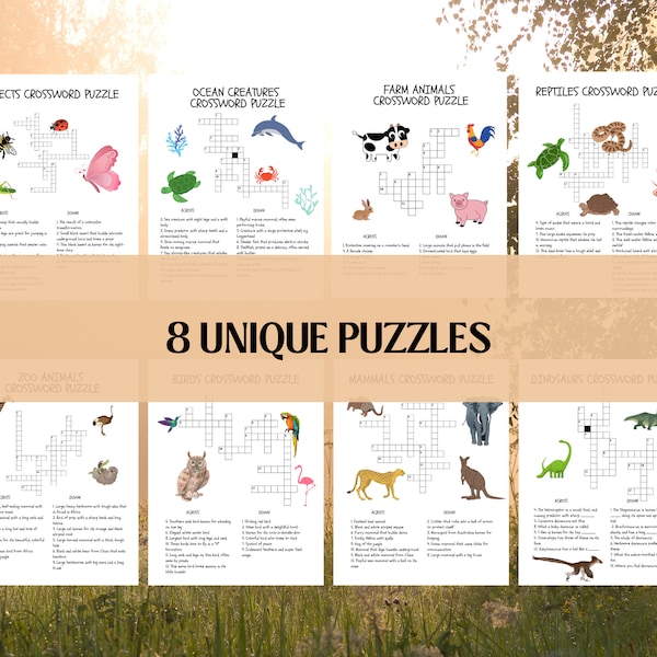 Children’s Crossword Puzzles for Kids. Activity Pages