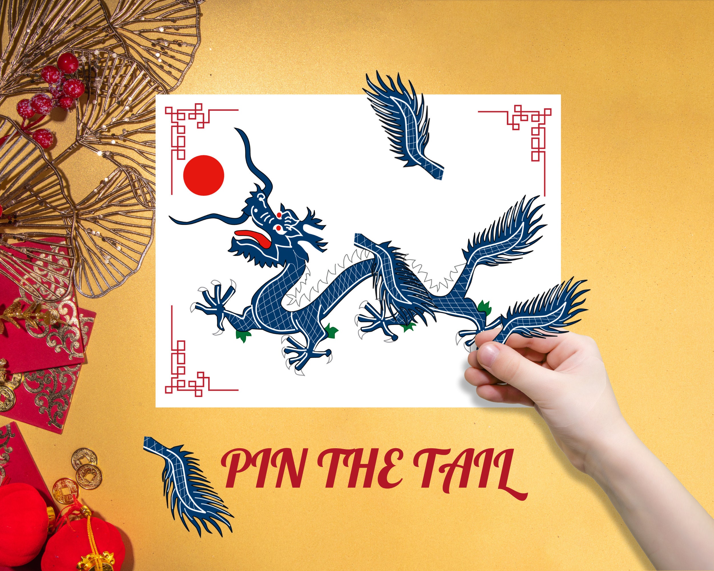 Pin the Tail on the Dragon Game Lunar New Year Activity for Kids Year of  the Dragon Chinese Zodiac Family Night Game 