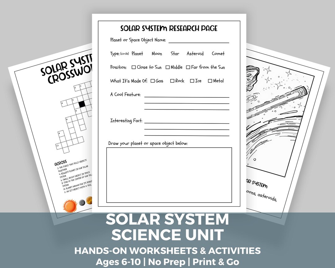 The Solar System Science Unit | Worksheets & Activities for Kids Ages 6 ...