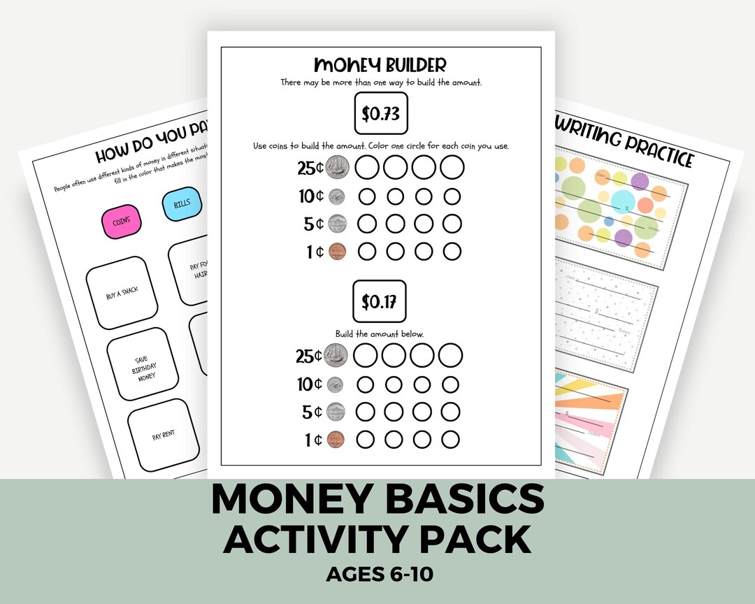 Money Basics Activity Pack for Kids Aged 6-10 | Printable Worksheets ...