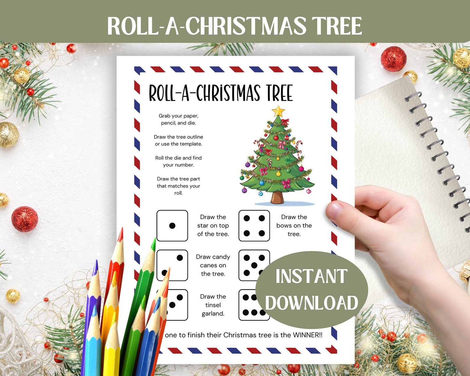 Roll-a-christmas Tree Dice Game: Fun Holiday Activity (printable) - Etsy