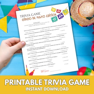 Juego de trivia del Cinco de Mayo: Actividad de fiesta festiva (imprimible)