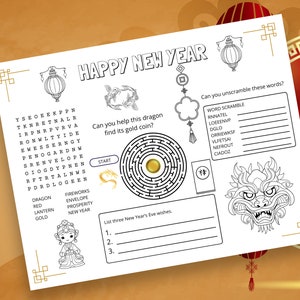 Chinese New Year Activity Placemat: Coloring Page (Digital Download)