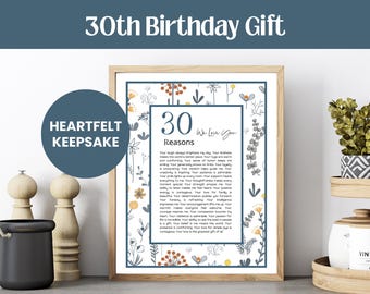 Regalo de 30 cumpleaños: 30 razones por las que te amamos (imprimible) (descarga digital)