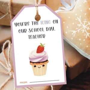 Printable Valentine&#39;s Cupcake Gift Tags, Teacher Appreciation, Classroom Valentines