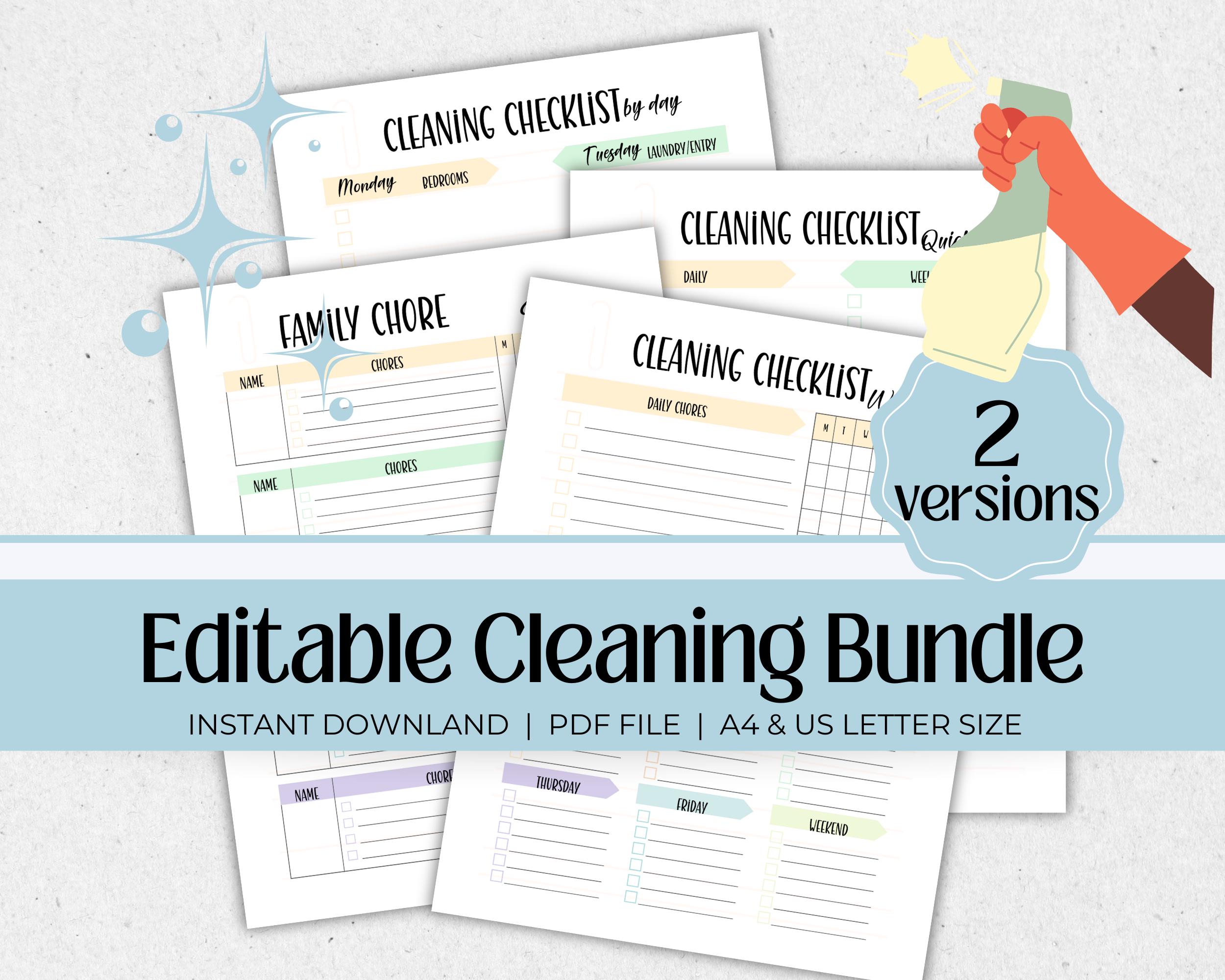 Editable Cleaning Checklist: Chore Breakdown, Daily & Weekly (printable ...