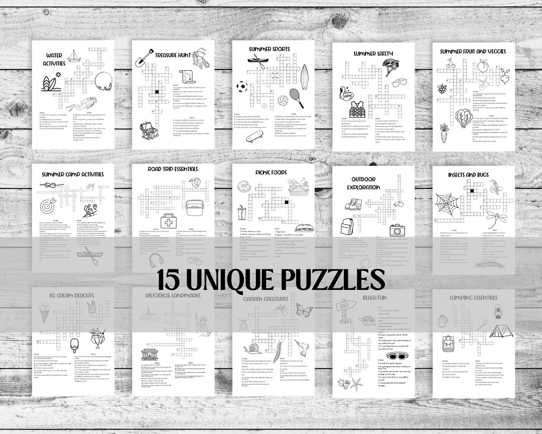 Children's Crossword Puzzles for Kids, Activity Pages - Etsy