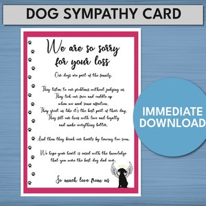 Dog Sympathy Card Printable Download