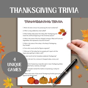 Thanksgiving Trivia Game | Family Holiday Activity | Family Game Night | Classroom Holiday Activity