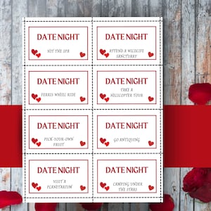 Date Night Karten, druckbare Ideen zum Valentinstag, Jahrestag oder Date Nights