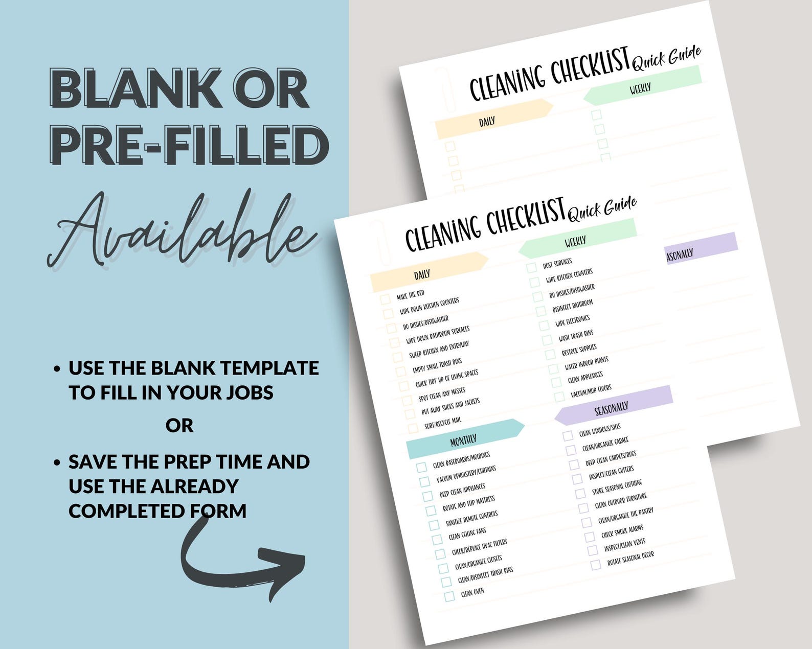 Editable Cleaning Checklist: Chore Breakdown, Daily & Weekly (printable ...