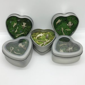 Heart Terrarium - Rodent Skull and Bones - Crystals and Moss