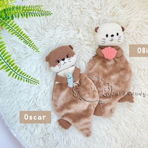 Personalised Otter Lovey - Ollie & Oscar - Baby Comforter, Snuggle Toy, Baby Blanket - Doudou Loutre Personnalisé