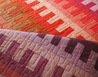 Warp and weft quilt pattern PDF download – easy, beginner-friendly, stripe modern quilt in baby, throw and queen sizes