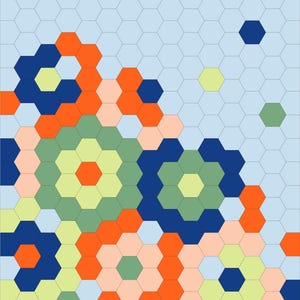Patrón de colcha hexagonal Sugarbag en PDF en tamaños para cojín, manta y queen. imagen 11