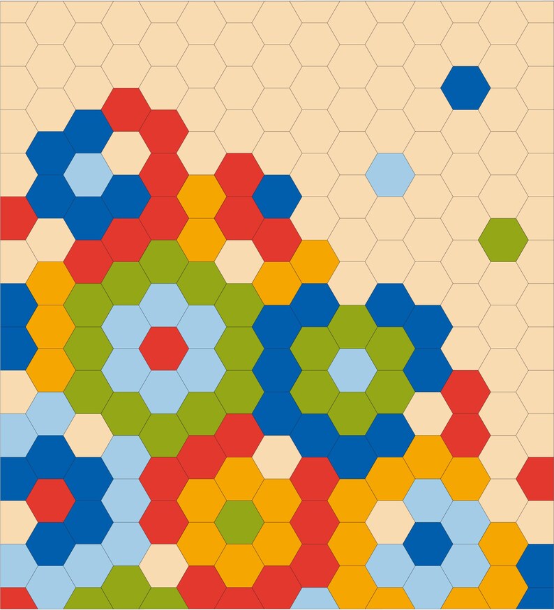 Patrón de colcha hexagonal Sugarbag en PDF en tamaños para cojín, manta y queen. imagen 12