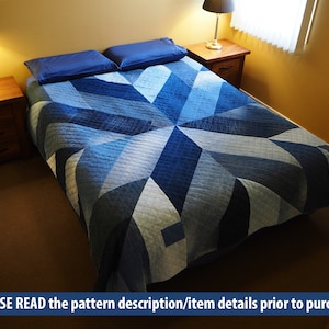 Descarga de PDF de patrón de colcha Blue Giant: patrón para jeans reciclados, funciona como un patrón pdf de prendas con varias páginas para pegar juntas. imagen 2