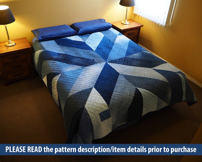 Blue Giant Quilt Muster PDF Download Muster für upcycled Jeans, funktioniert wie ein Kleidungsstück pdf Muster mit mehreren Seiten zum Zusammenkleben. Bild 2