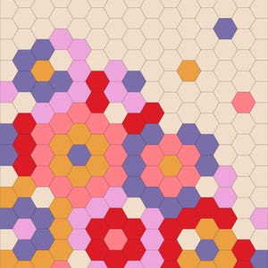 Patrón de colcha hexagonal Sugarbag en PDF en tamaños para cojín, manta y queen. imagen 16