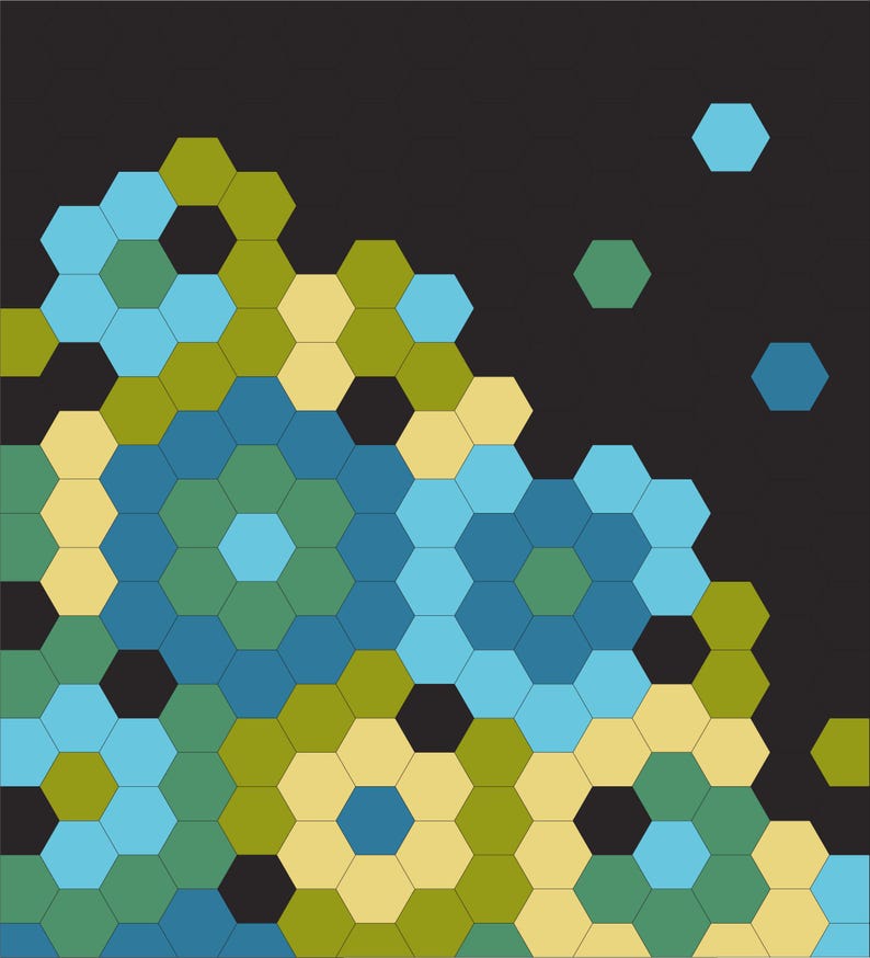 Patrón de colcha hexagonal Sugarbag en PDF en tamaños para cojín, manta y queen. imagen 15