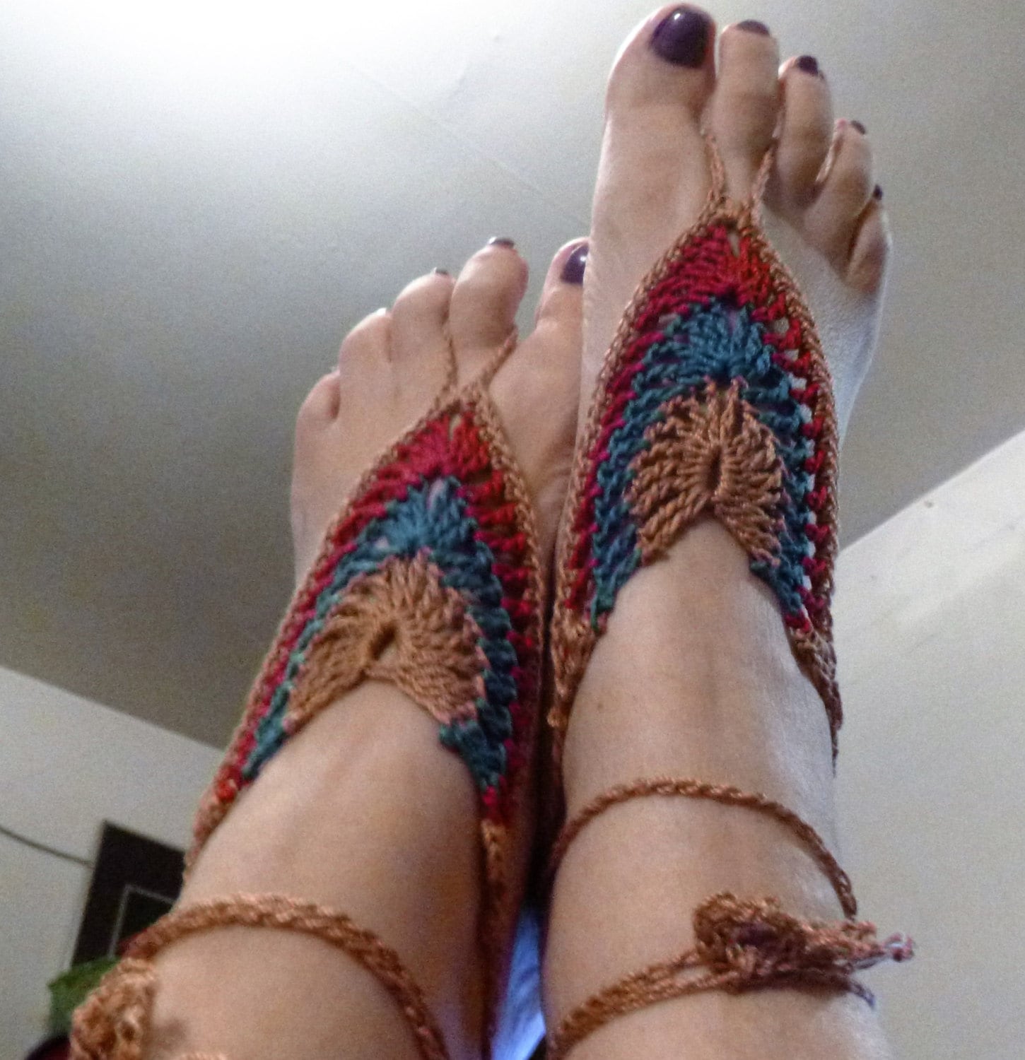 40 Gorgeous Patterns for Barefoot Sandals to Dress Your Feet 11 Arrowhead Barefoot Sandals Crochet Pattern Only