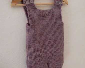 Easy Knit Pattern for Tea Rose Dungarees.  For 0 to 6 months,6 to 12 months and 12 to 18 months.