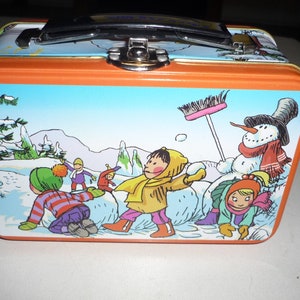 Vintage French tin box - small lunch box creation by Amplitude souvenir box candy tin can collectible box kid toy metal suitcase