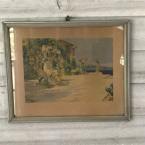 french vintage frame picture Villa French Riviera  hanging wood covered plaster home decor hallway