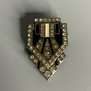 French Art Deco style lapel pin brooch jewelry Pierre Bex enamel