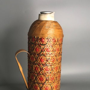 insulated vintage wicker thermos bottle natural wicker bottle kitchen décor
