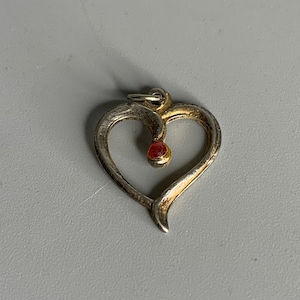 French vintage pendant silver plated jewelry heart shaped