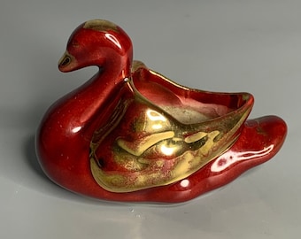 フランスのヴィンテージ磁器装飾白鳥 - アヒルのデザイン塩オープン