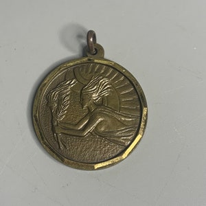French vintage medal pendant bronze color metal medal